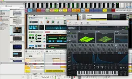 Проект в Reason с открытым плагином Serum и множеством виртуальных инструментов